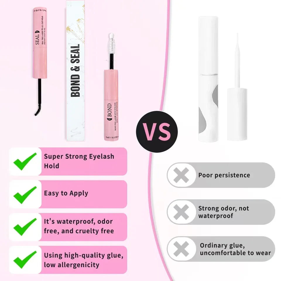 Lash Bond and Seal 10ml Individual Lashes Glue and Seal Super Strong Hold Lash Extension and Lash Glue Remover 5ml Tweezers Kit