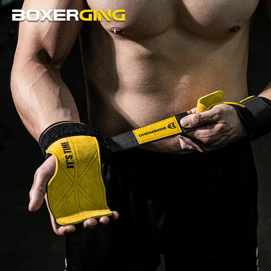 Cowhide Gym Lifting Gloves