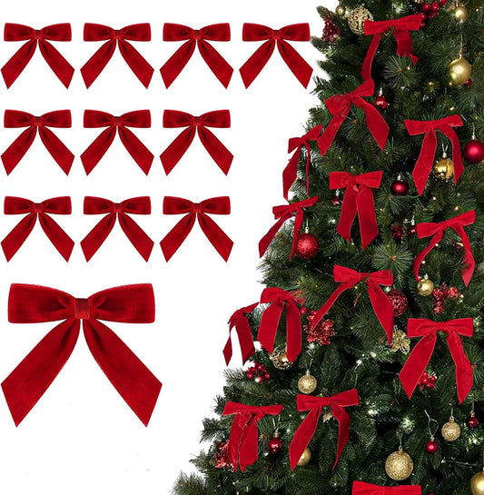 Velvet Christmas Bows Decorations Set