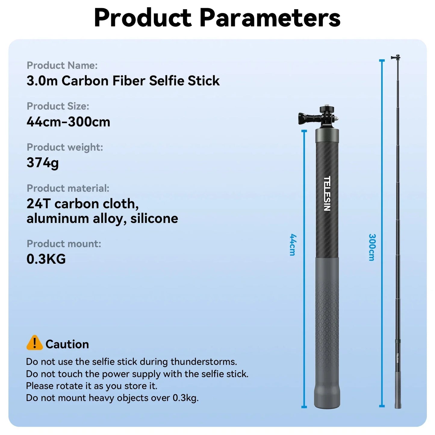 TELESIN Carbon Fiber Selfie Stick