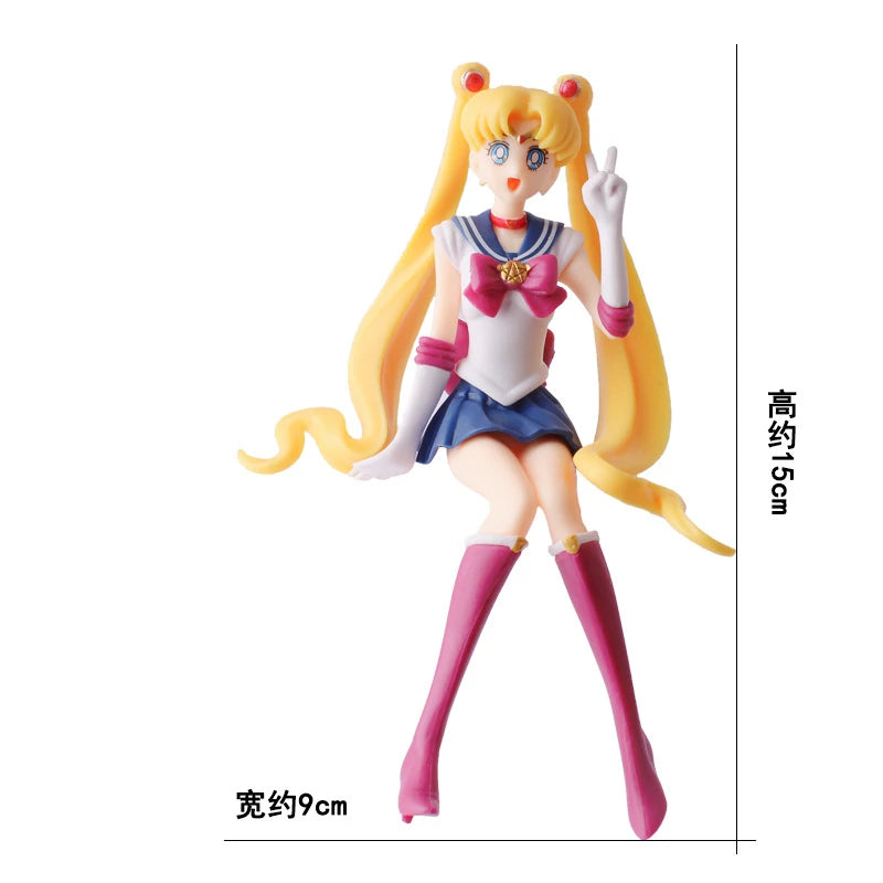 Sailor Moon Figure Anime Cartoon Jupiter Makoto Venus Minako Tsukino Rabbit Doll Toy Little Princess Cake Decoration Ornaments