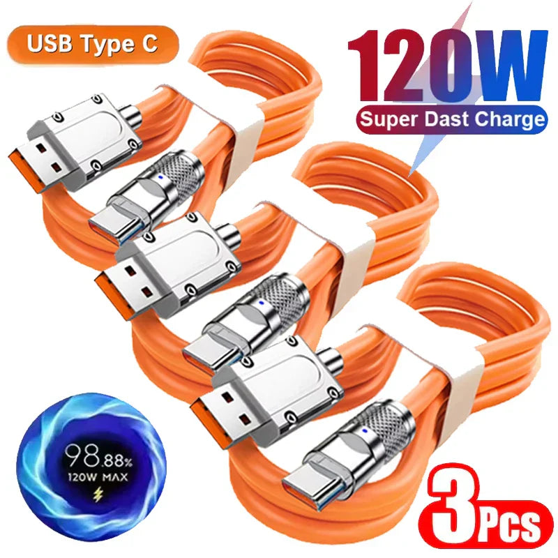 3PCS 120W Type-C Cables