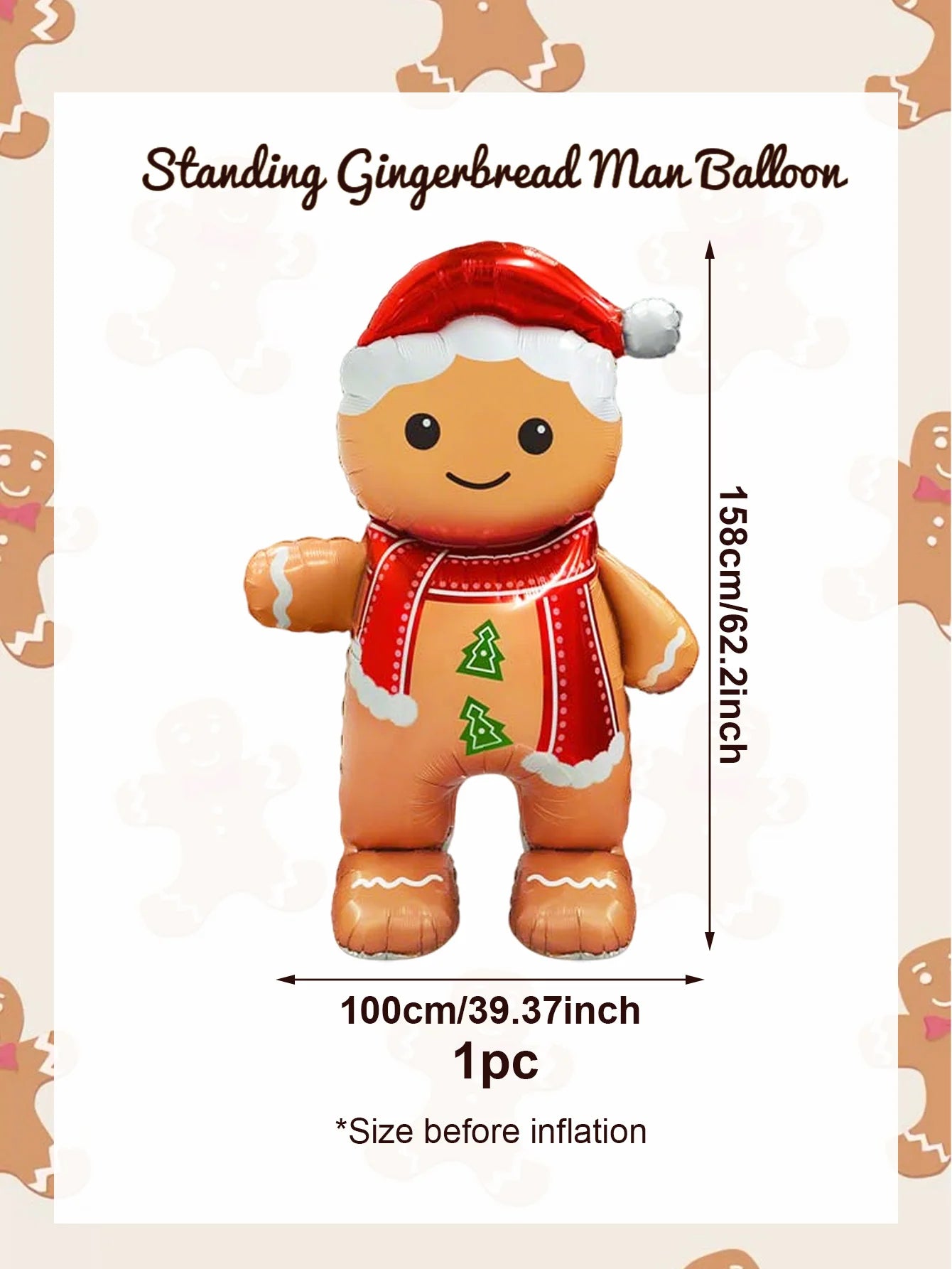Smiling Gingerbread Man Balloon