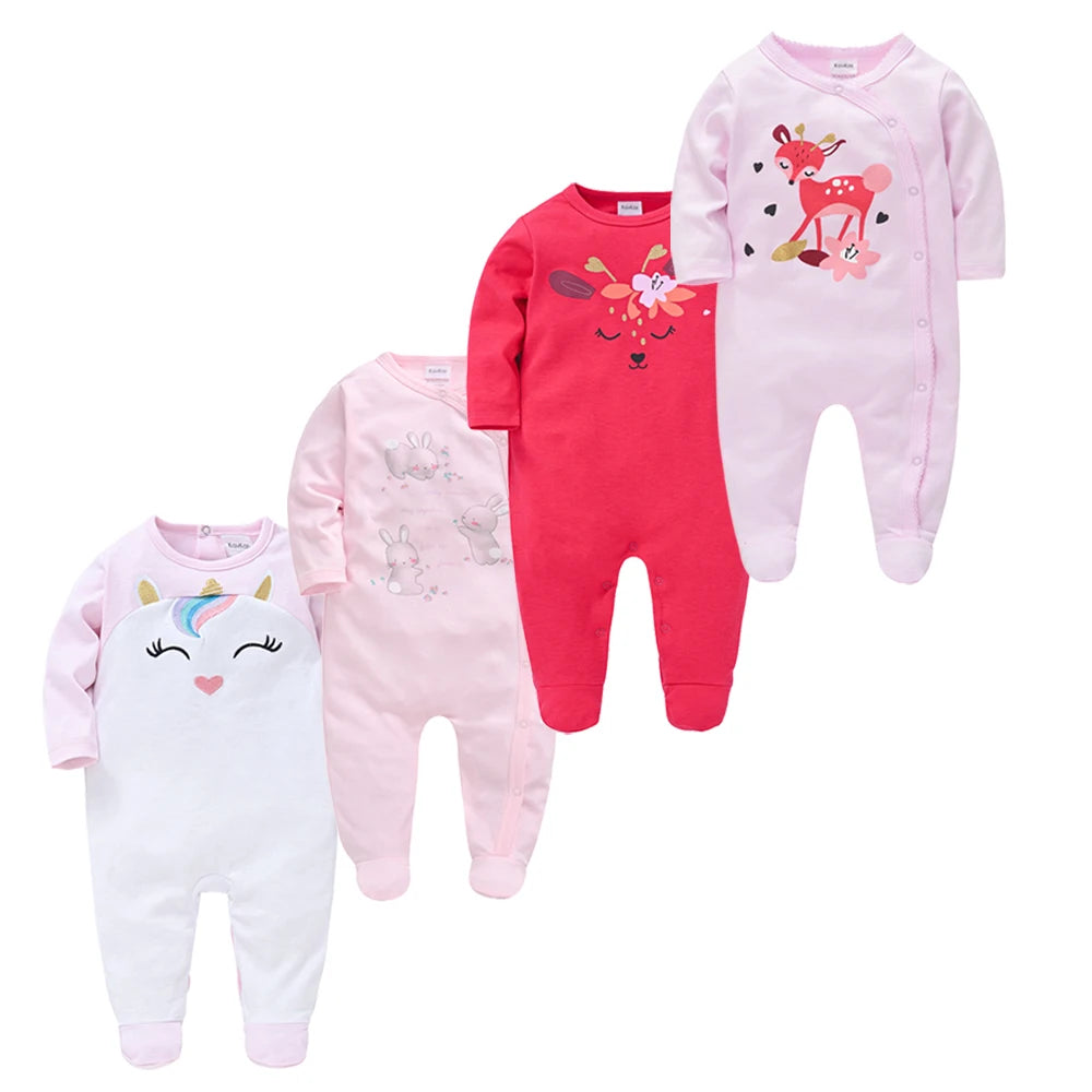 3/4 Pcs a Lot  Baby Boy Rompers Newborn Cotton Girls Clothes Long Sleeve Summer Soft Jumpsuit O-Neck 0-12M Onesie Clothing