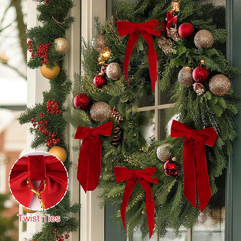 Velvet Christmas Bows Decorations Set