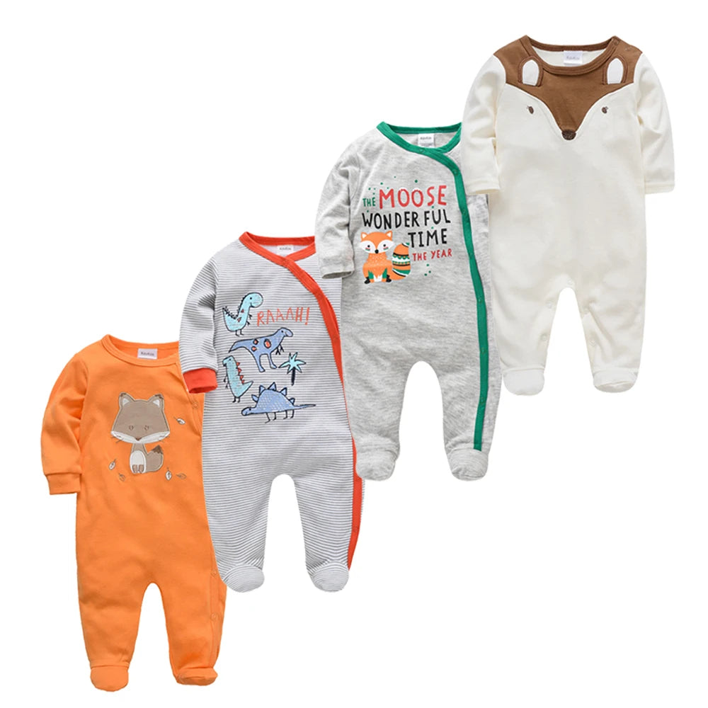 3/4 Pcs a Lot  Baby Boy Rompers Newborn Cotton Girls Clothes Long Sleeve Summer Soft Jumpsuit O-Neck 0-12M Onesie Clothing