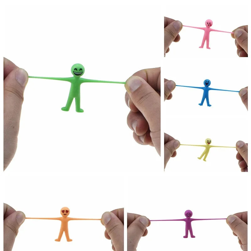 10Pcs Novelty Stretchy Stretch Toy Cute Colorful Yellow Stress Relief Stretchy Fidget Gifts TPR Soft Plastic Creative Doll Toy
