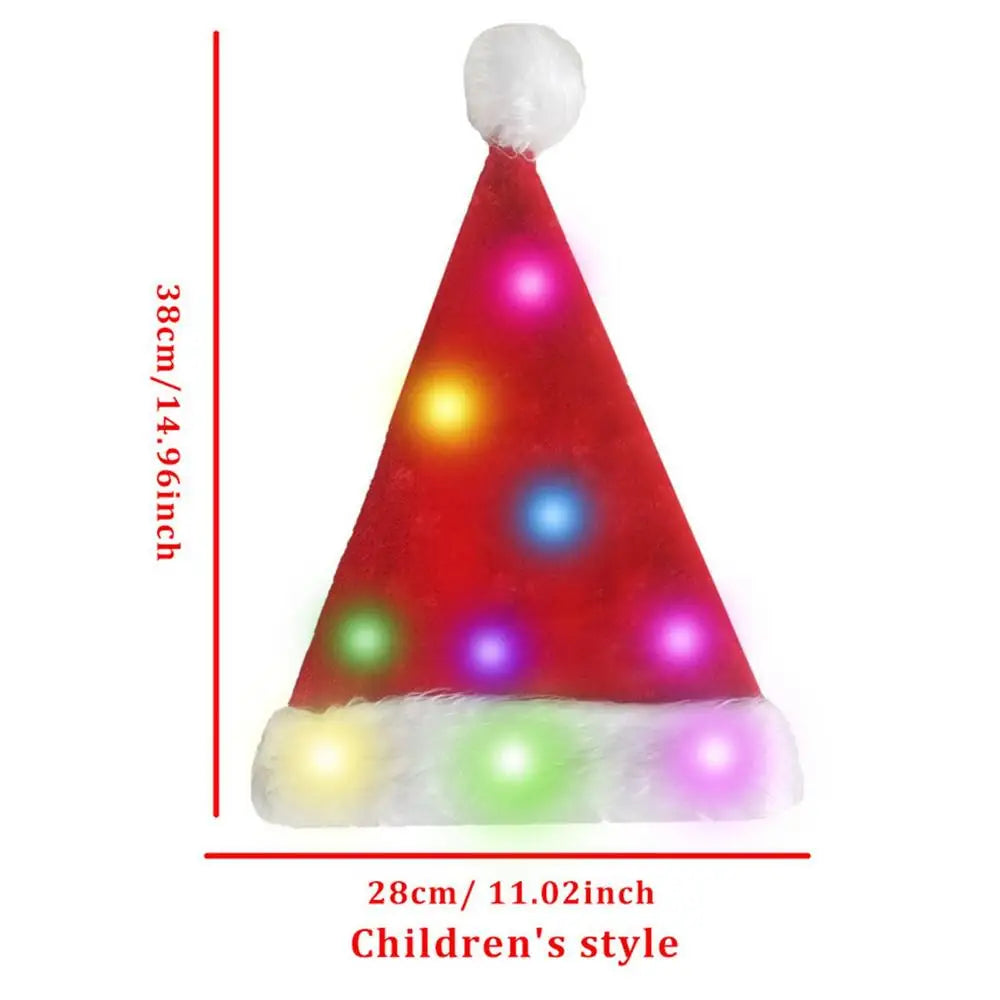 Merry Christmas LED lights High-end plush children adult Santa hat Christmas decorations Christmas supplies Luminous Santa hat