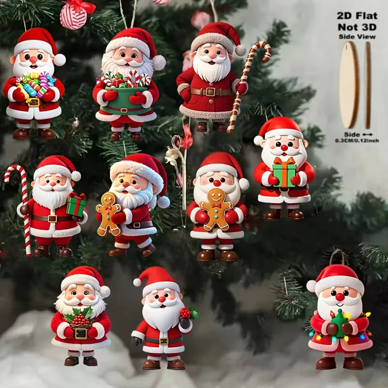 Wooden German Santa Decorations Set