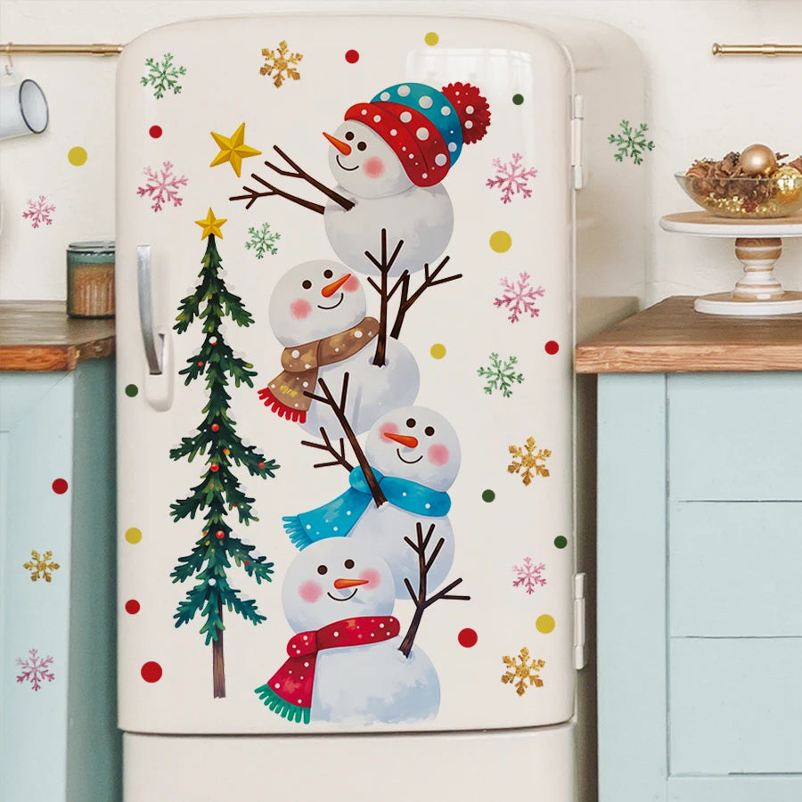 Colorful Snowman Christmas Wall Stickers