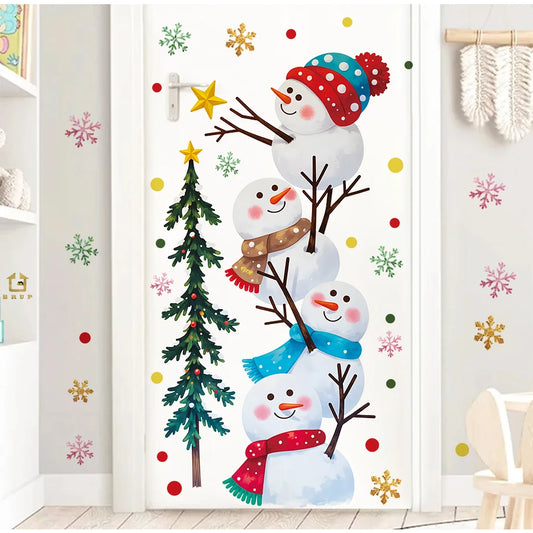 Colorful Snowman Christmas Wall Stickers