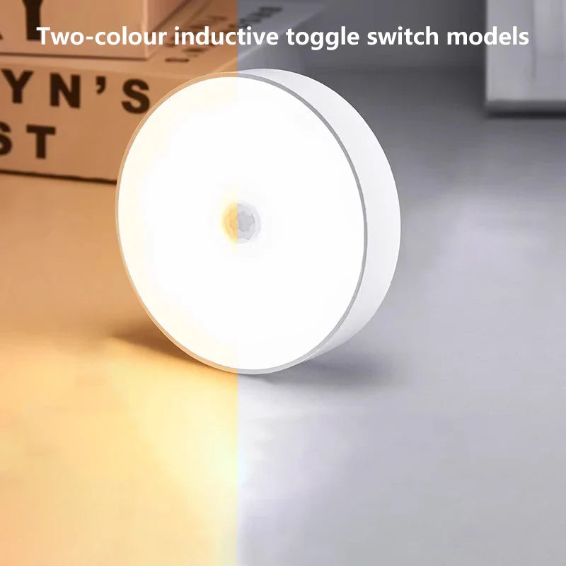 Bedroom Night Smart Motion Sensor Light USB LED Button Switch Rechargeable Light Kitchen Hallway Room