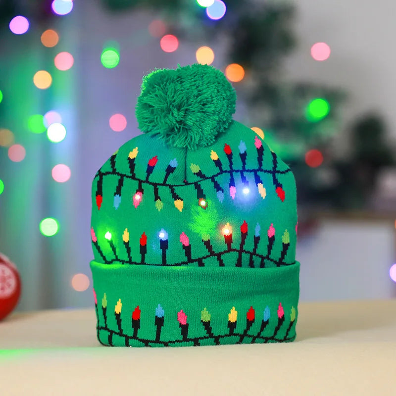 LED Knitted Christmas Beanie Hat