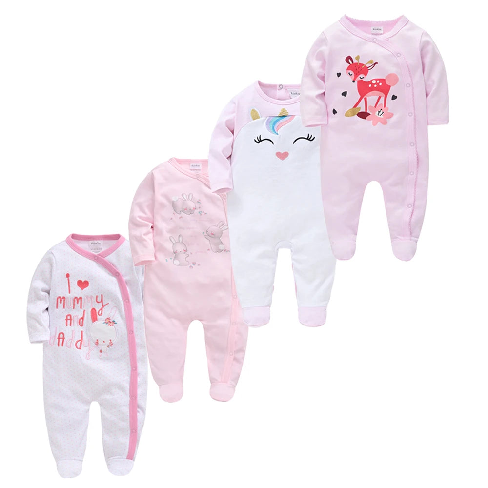 3/4 Pcs a Lot  Baby Boy Rompers Newborn Cotton Girls Clothes Long Sleeve Summer Soft Jumpsuit O-Neck 0-12M Onesie Clothing
