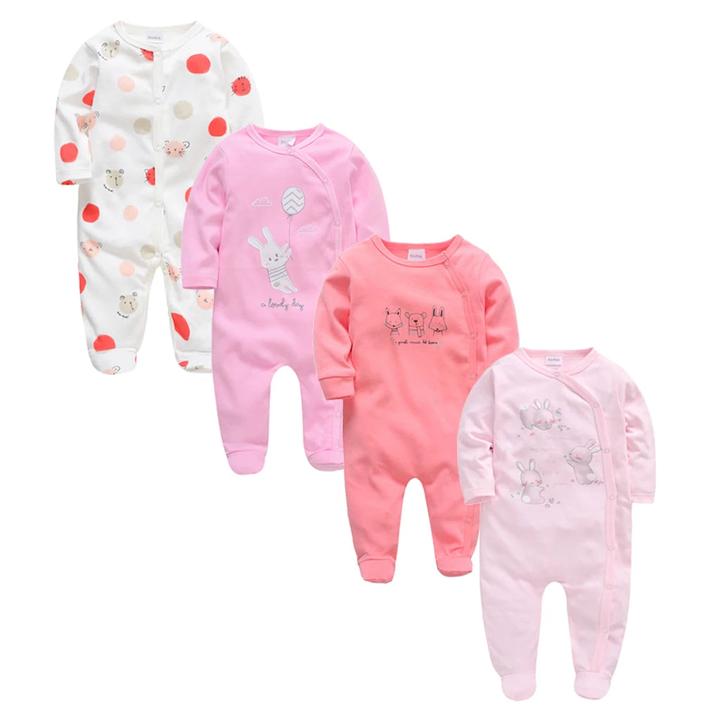 3/4 Pcs a Lot  Baby Boy Rompers Newborn Cotton Girls Clothes Long Sleeve Summer Soft Jumpsuit O-Neck 0-12M Onesie Clothing