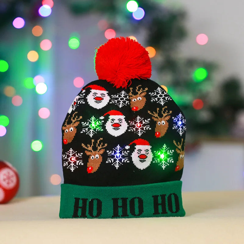LED Knitted Christmas Beanie Hat