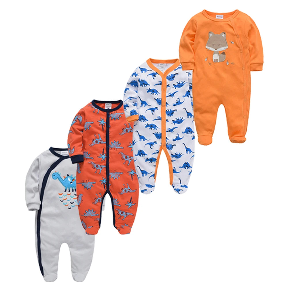 3/4 Pcs a Lot  Baby Boy Rompers Newborn Cotton Girls Clothes Long Sleeve Summer Soft Jumpsuit O-Neck 0-12M Onesie Clothing