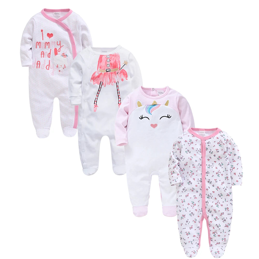 3/4 Pcs a Lot  Baby Boy Rompers Newborn Cotton Girls Clothes Long Sleeve Summer Soft Jumpsuit O-Neck 0-12M Onesie Clothing