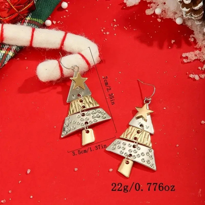 Vintage Metal Christmas Tree Earrings
