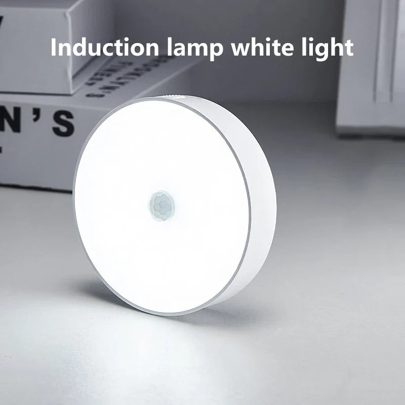 Bedroom Night Smart Motion Sensor Light USB LED Button Switch Rechargeable Light Kitchen Hallway Room