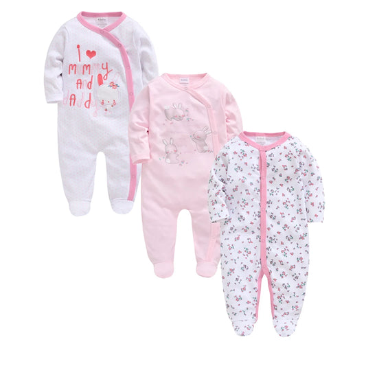 3/4 Pcs a Lot  Baby Boy Rompers Newborn Cotton Girls Clothes Long Sleeve Summer Soft Jumpsuit O-Neck 0-12M Onesie Clothing