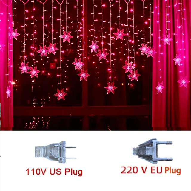 LED Snowflake Curtain String Lights