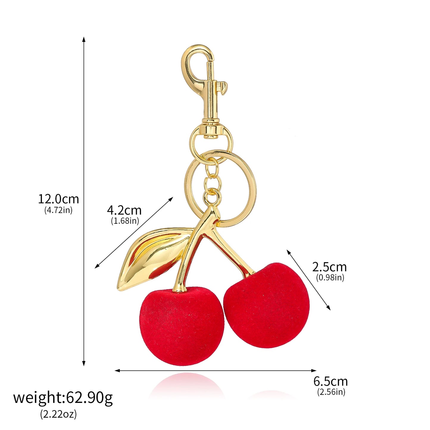 Fashion Delicious Red Cherry Keychain Summer Fruits Cherries Pendant Keyring For Women Men Jewelry Bag Key Accessories Gift