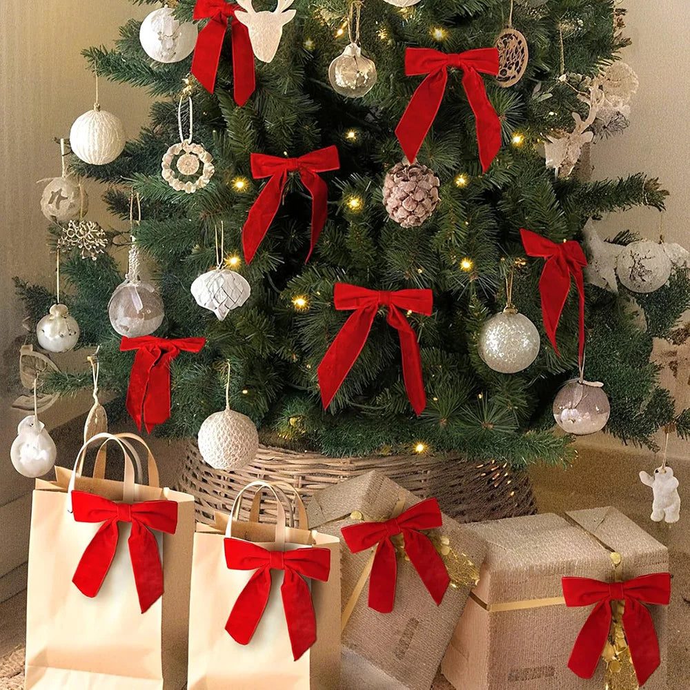 Velvet Christmas Bows Decorations Set