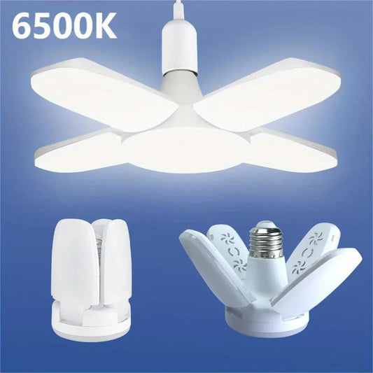 E27 Foldable Fan Shape LED Bulb Lamp  220V 110V 40 LEDs Light Bulbs For Home Ceiling Lamp Warehouse Garage  White Light 6500