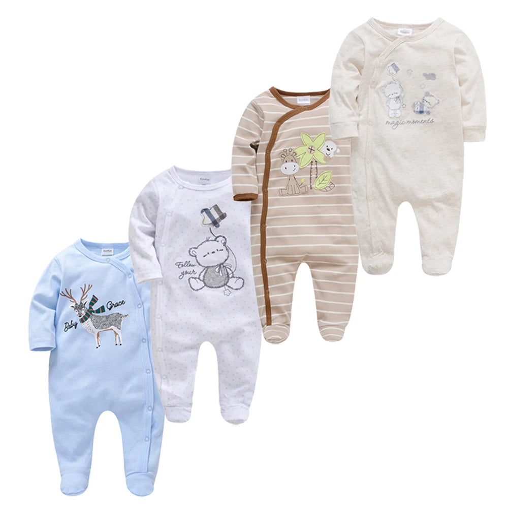 3/4 Pcs a Lot  Baby Boy Rompers Newborn Cotton Girls Clothes Long Sleeve Summer Soft Jumpsuit O-Neck 0-12M Onesie Clothing