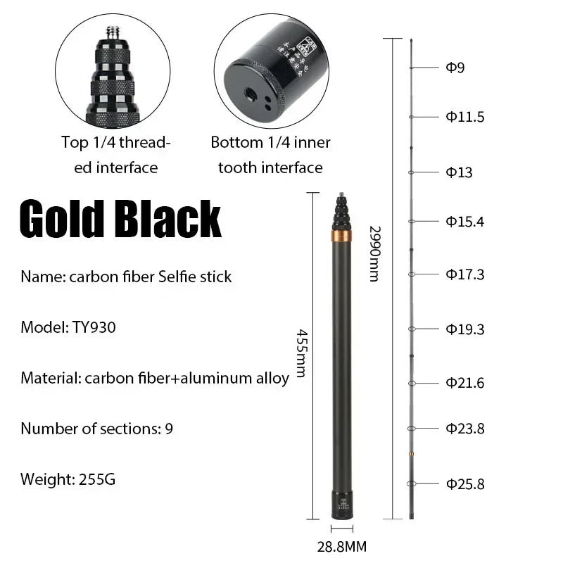 Carbon Fiber Invisible Selfie Stick