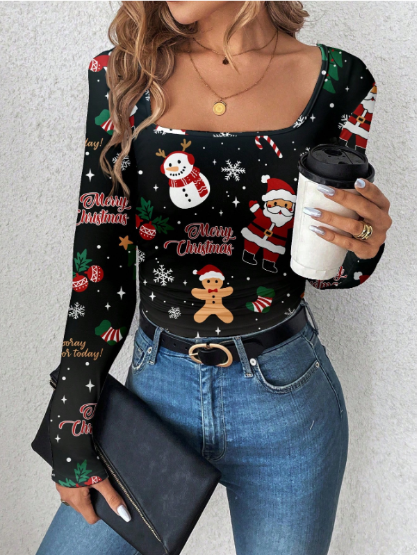 SHEIN LUNE Christmas Print T-Shirt