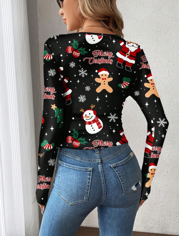 SHEIN LUNE Christmas Print T-Shirt