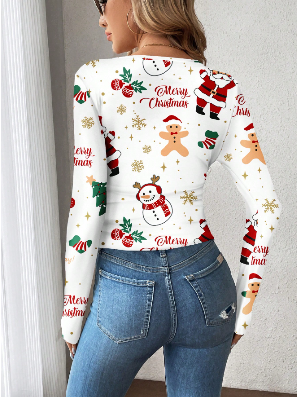 SHEIN LUNE Christmas Print T-Shirt