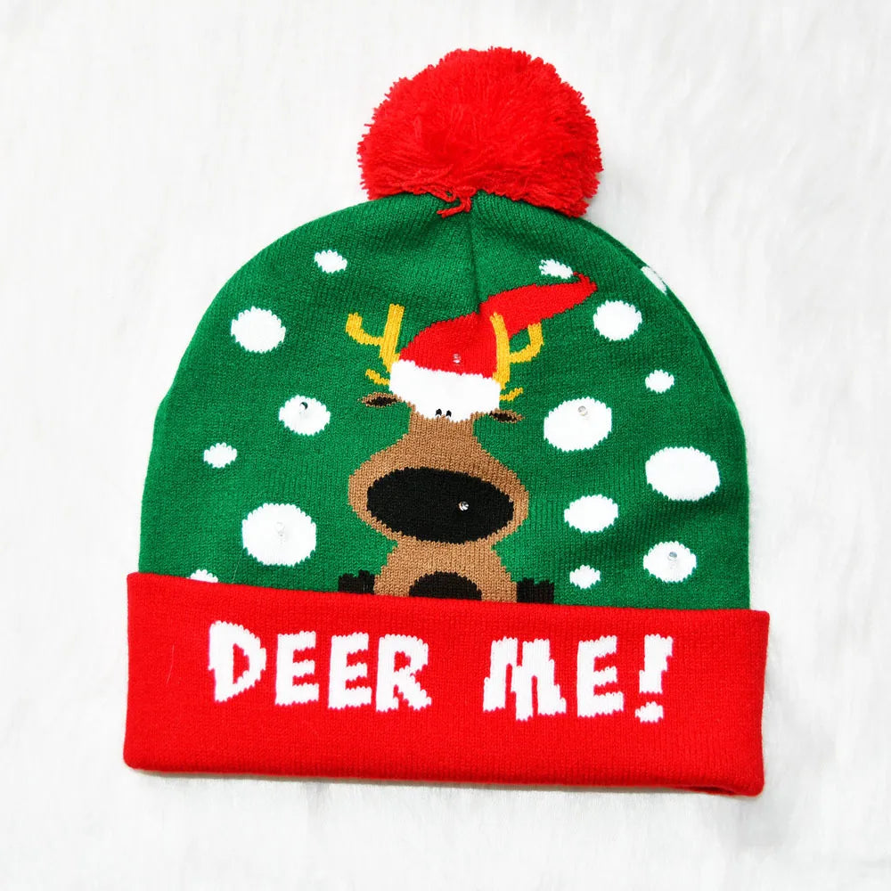 LED Knitted Christmas Beanie Hat
