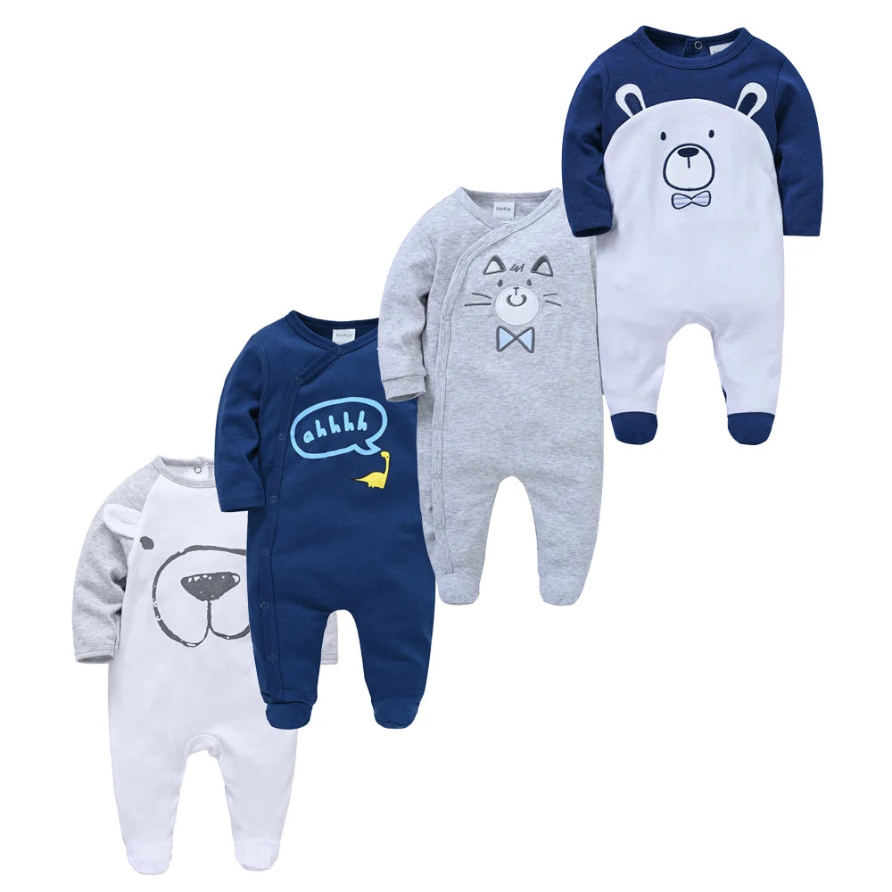 3/4 Pcs a Lot  Baby Boy Rompers Newborn Cotton Girls Clothes Long Sleeve Summer Soft Jumpsuit O-Neck 0-12M Onesie Clothing