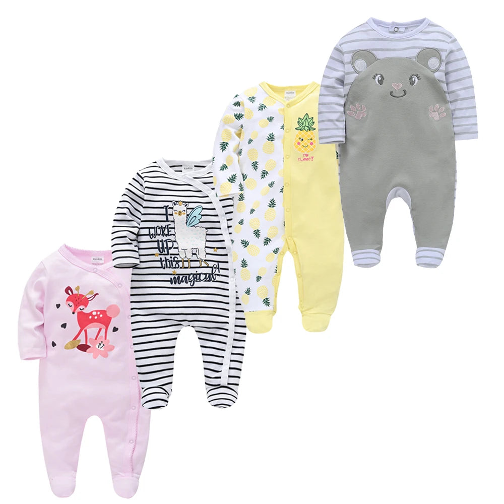 3/4 Pcs a Lot  Baby Boy Rompers Newborn Cotton Girls Clothes Long Sleeve Summer Soft Jumpsuit O-Neck 0-12M Onesie Clothing