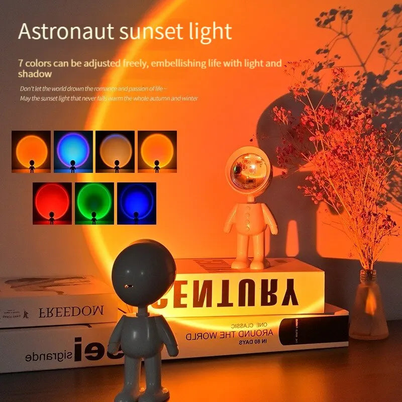 360° Rotating LED Sunset Astronaut Light