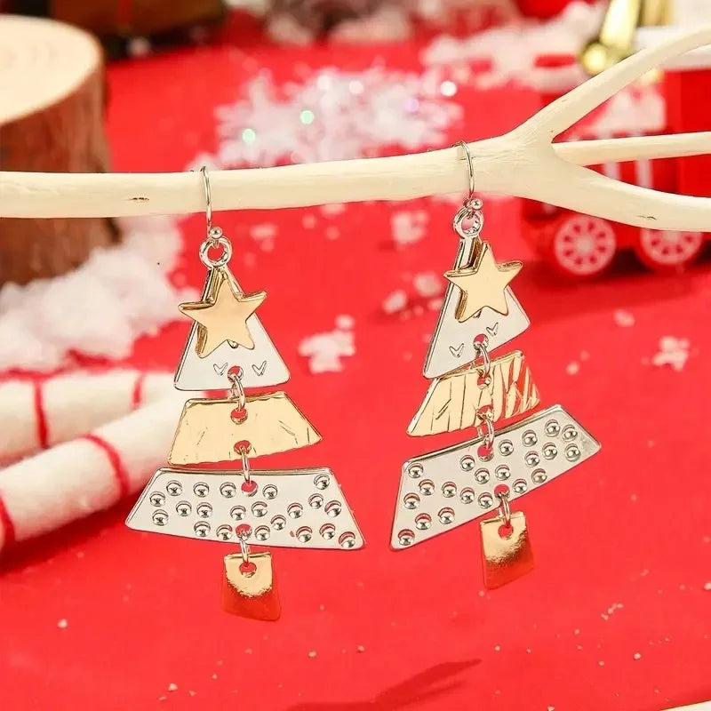 Vintage Metal Christmas Tree Earrings