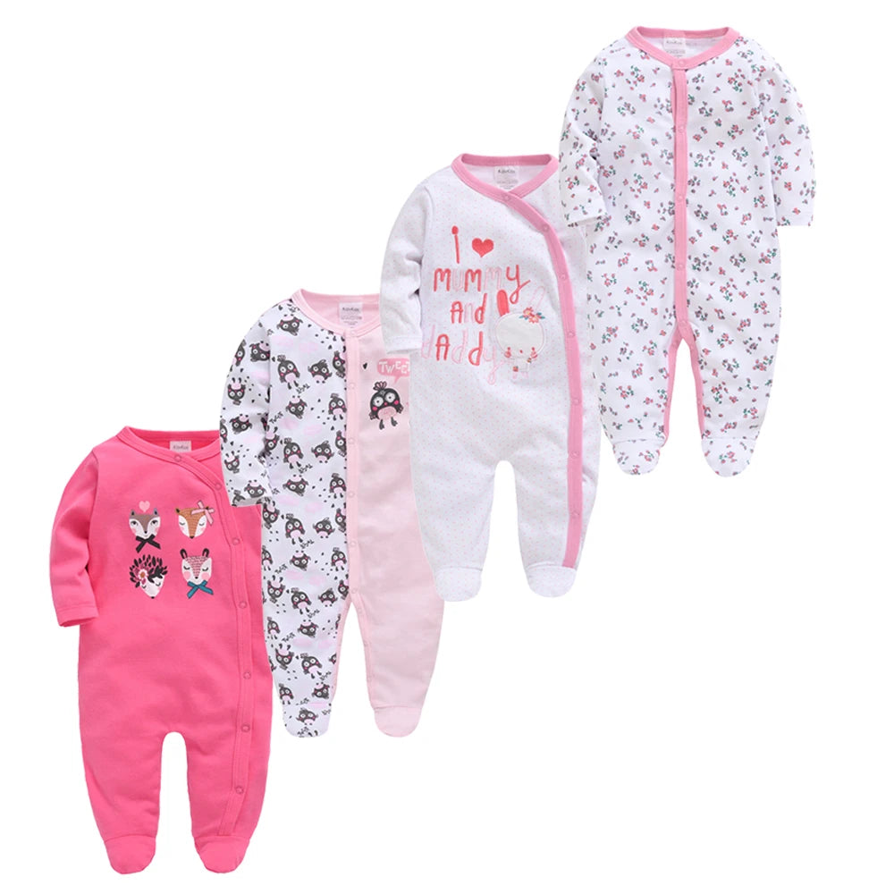 3/4 Pcs a Lot  Baby Boy Rompers Newborn Cotton Girls Clothes Long Sleeve Summer Soft Jumpsuit O-Neck 0-12M Onesie Clothing