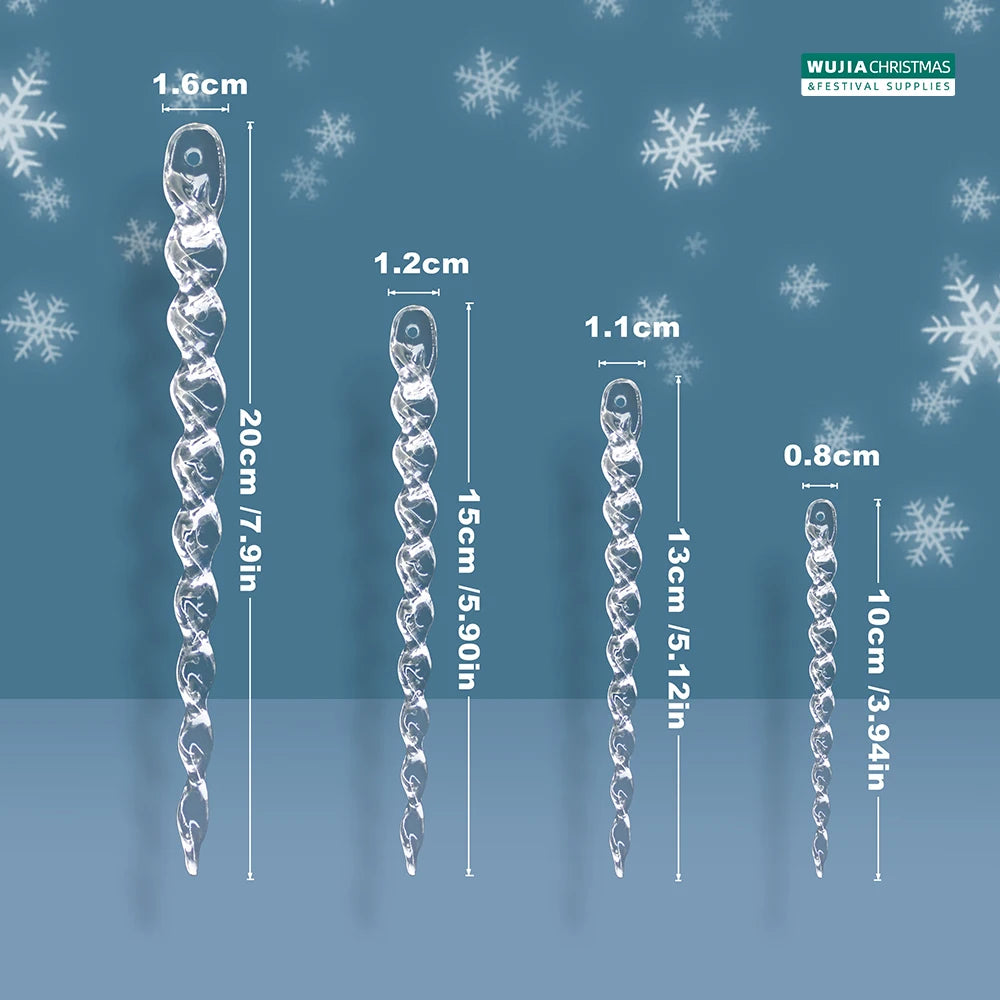 Clear Fake Christmas Icicle Ornaments