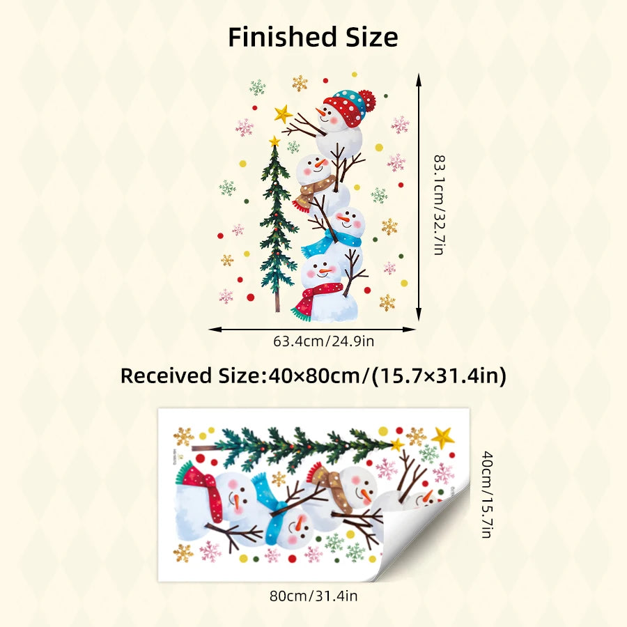 Colorful Snowman Christmas Wall Stickers