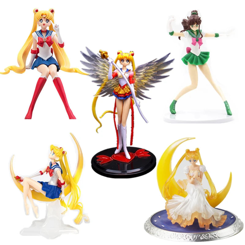 Sailor Moon Figure Anime Cartoon Jupiter Makoto Venus Minako Tsukino Rabbit Doll Toy Little Princess Cake Decoration Ornaments