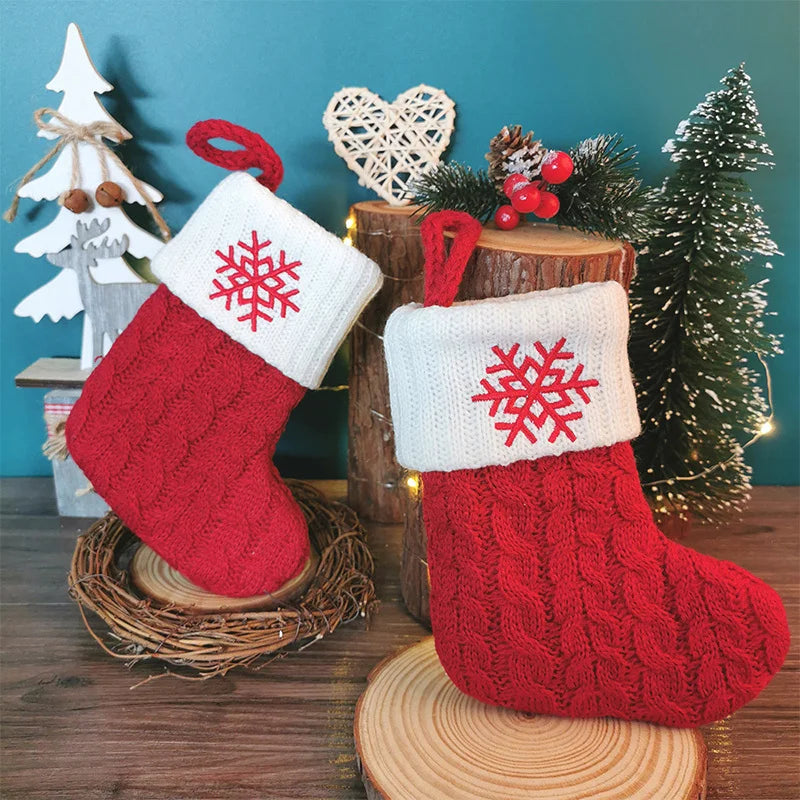 Knitted Christmas Stocking Tree Decorations