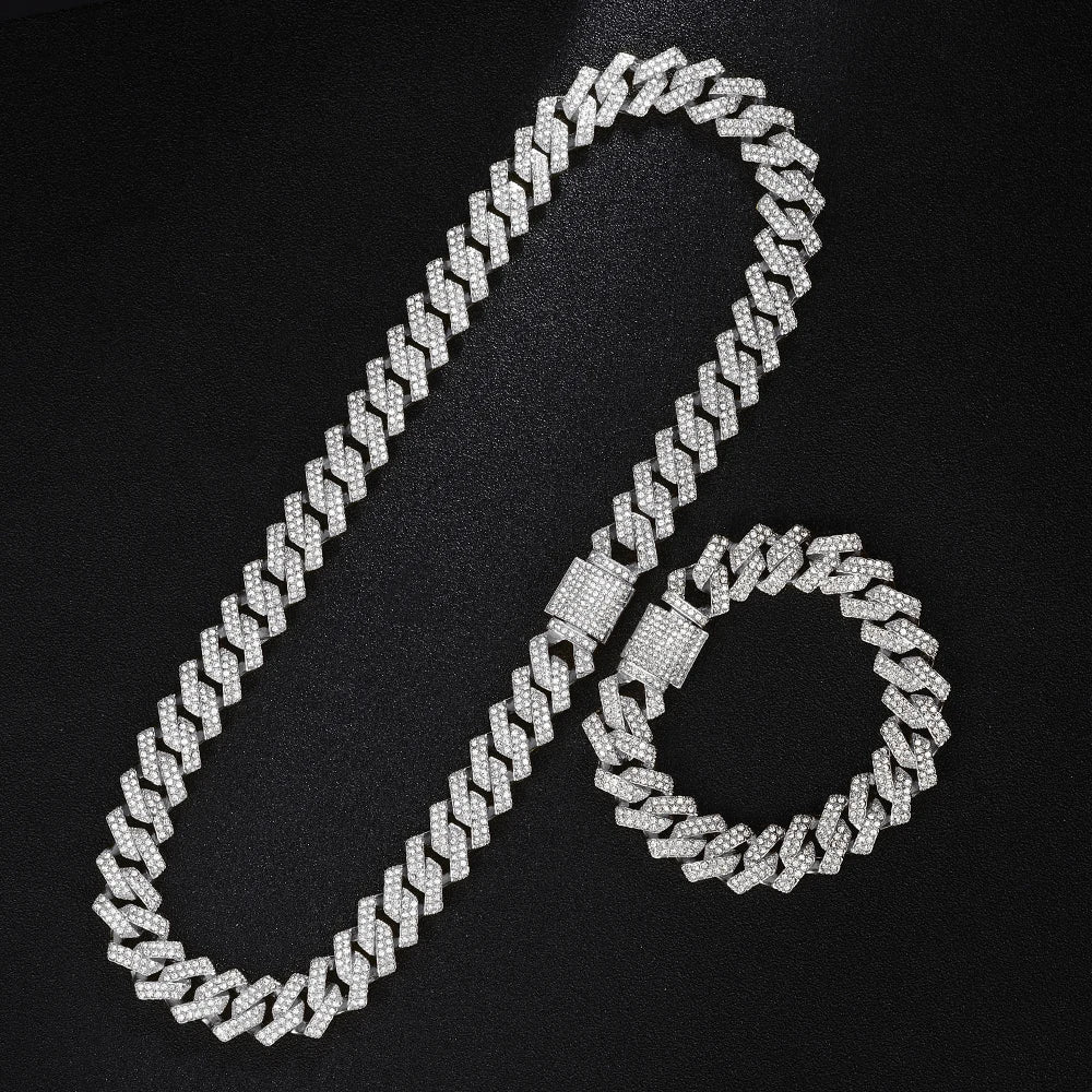 Gold Cuban Chain Watch Set