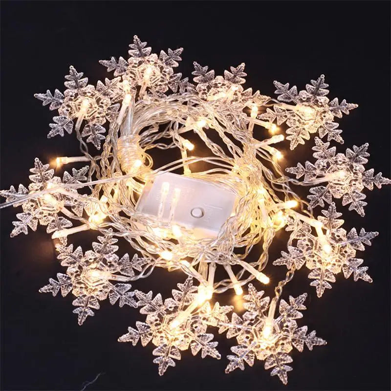 LED Snowflake Curtain String Lights
