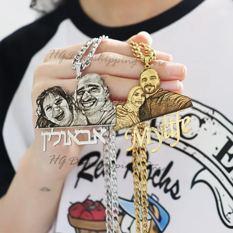 Custom Photo Engraved Pendant Necklace