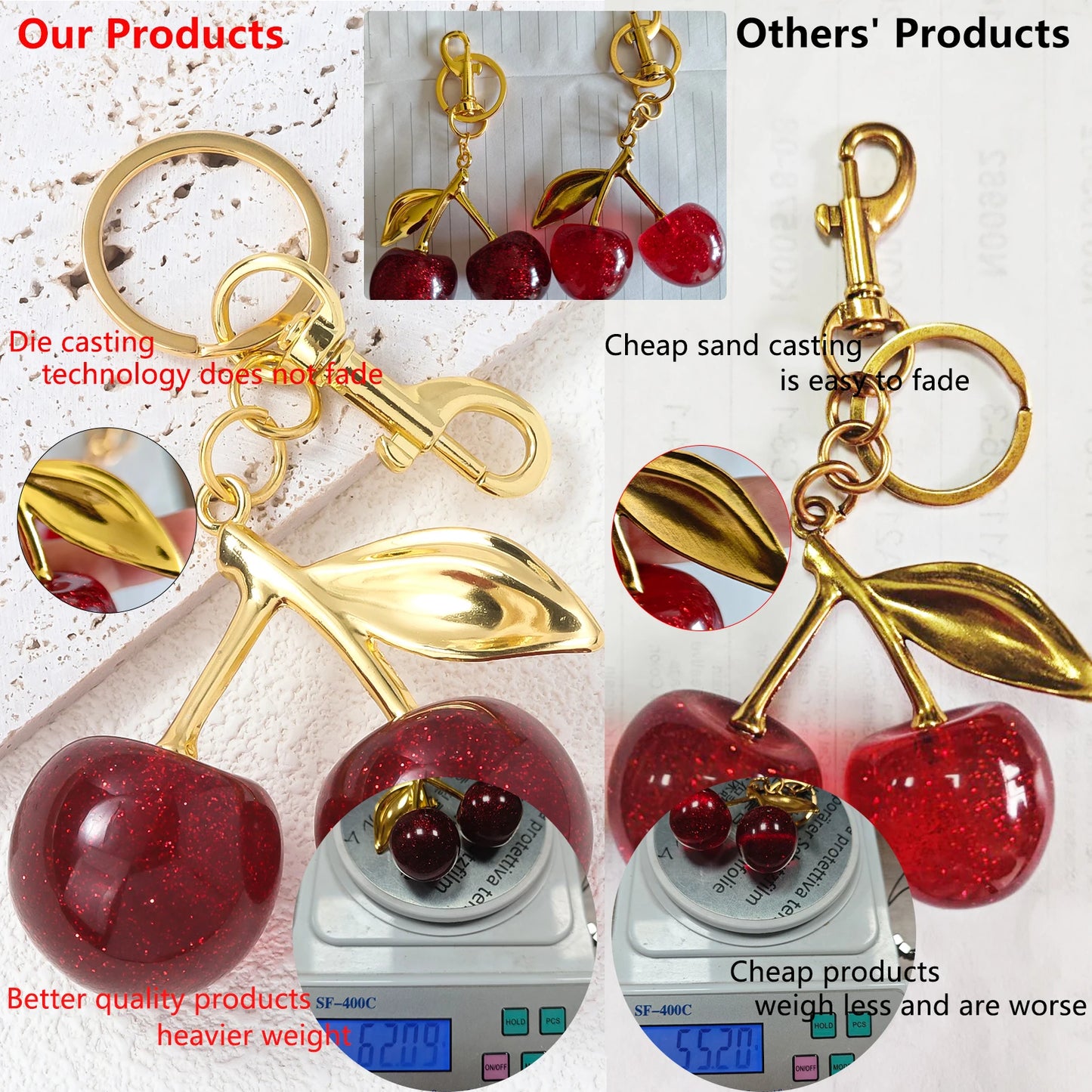Fashion Delicious Red Cherry Keychain Summer Fruits Cherries Pendant Keyring For Women Men Jewelry Bag Key Accessories Gift