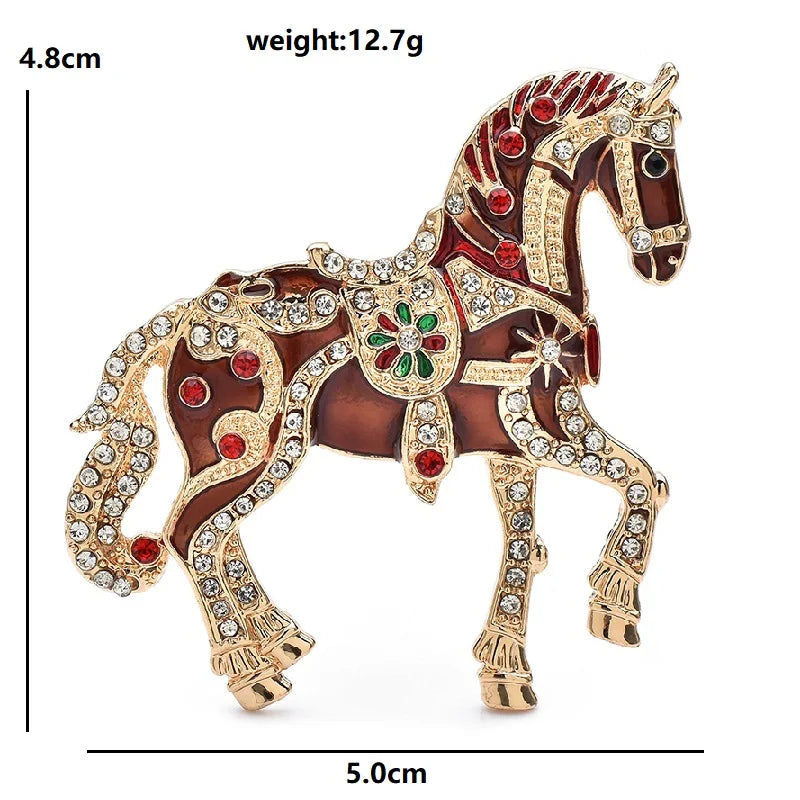 Wuli&baby Luxury Strong Horse Brooches For Women Unisex 4-color Elegant Enamel Animal Year Of The Horse Brooch Pins Gifts