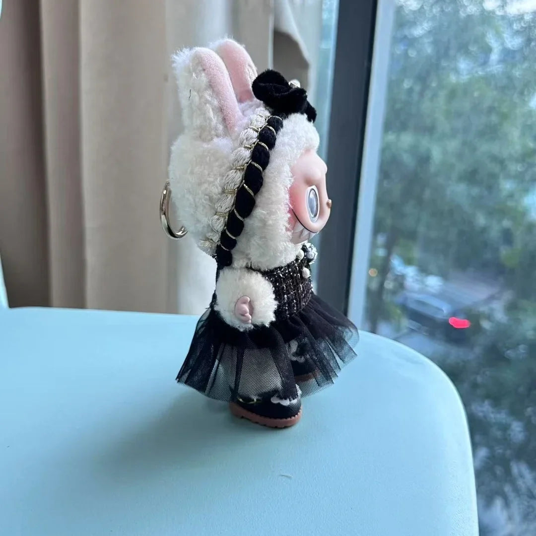 SeamosToys Black Camellia Labubu Clothes